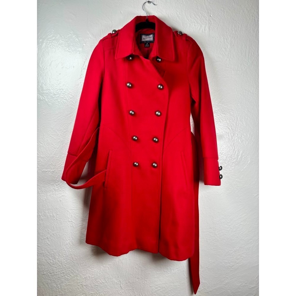 Rothschild Red Woman's Double Breasted Trench Coat Old Money Preppy Academia